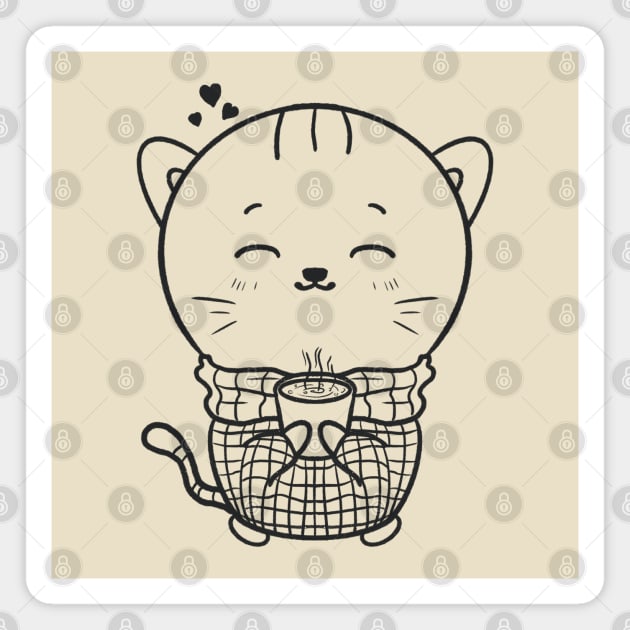 Cut cat and warm coffee Magnet by Xatutik-Art